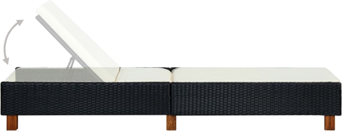 Vidaxl Ligbed Met Kussen Poly Rattan - Zwart