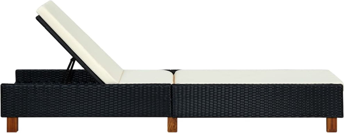 Vidaxl Ligbed Met Kussen Poly Rattan - Zwart