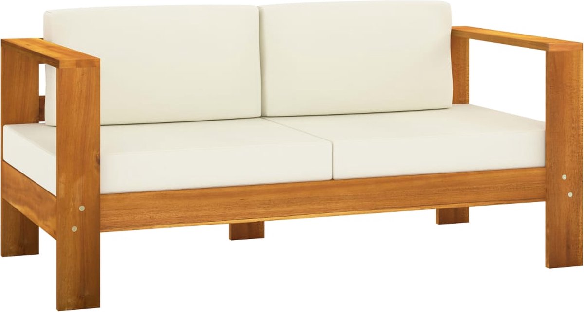 Vidaxl 9-delige Loungeset Met Crèmewitte Kussens Acaciahout - Bruin