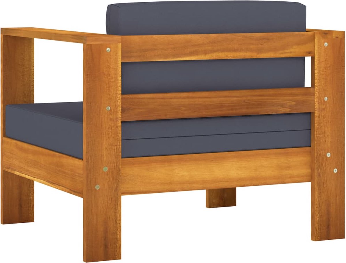 Vidaxl 4-delige Loungeset Met Donkergrijze Kussens Acaciahout - Grijs