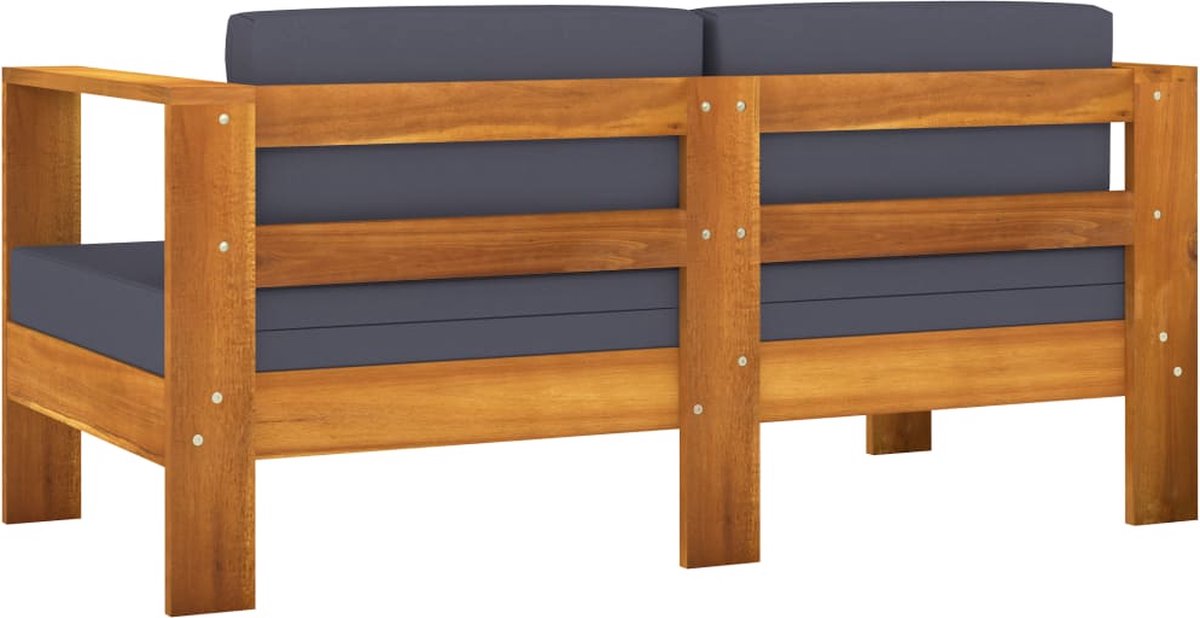 Vidaxl 4-delige Loungeset Met Donkergrijze Kussens Acaciahout - Grijs