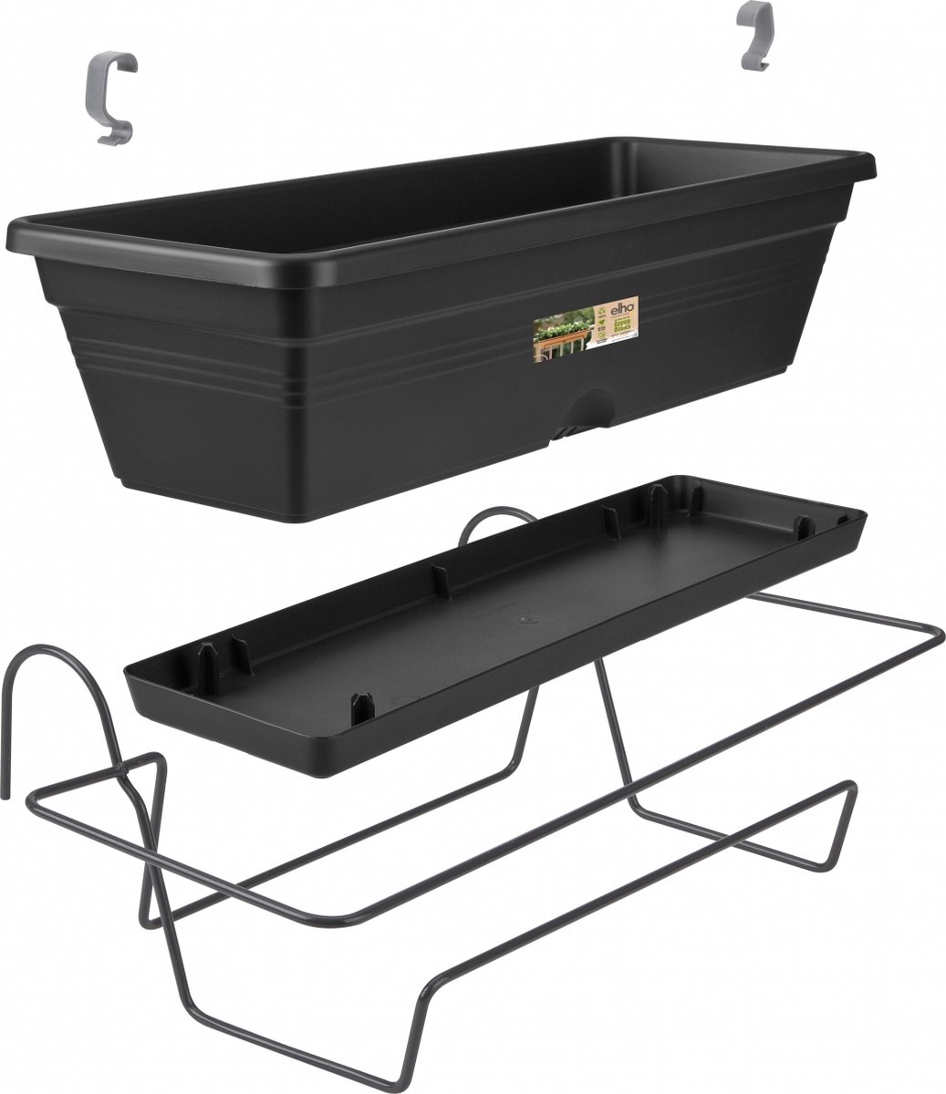 elho Balconniere Green Basics Allin1 50 - Exterieur & Balkon - L 25,7 X B 47,3 X H 16,7 Cm - Wonen - Zwart