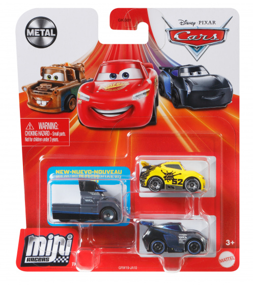 Disney auto Cars Mini Racers junior staal grijs/geel 3 delig