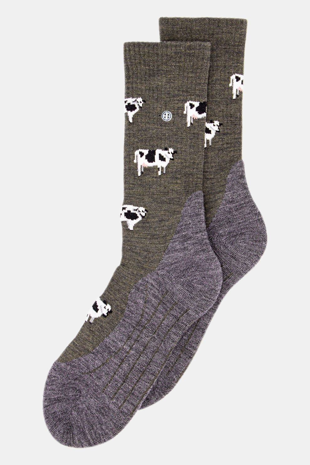 Alfredo Gonzales Cows Merino Wool Wandelsok Donkergroen/Lichtgrijs