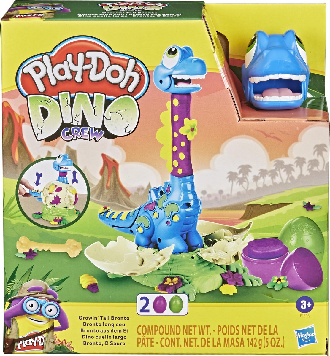 Hasbro Play Doh kleiset Dino Crew Growing Tall Bronto 7 delig