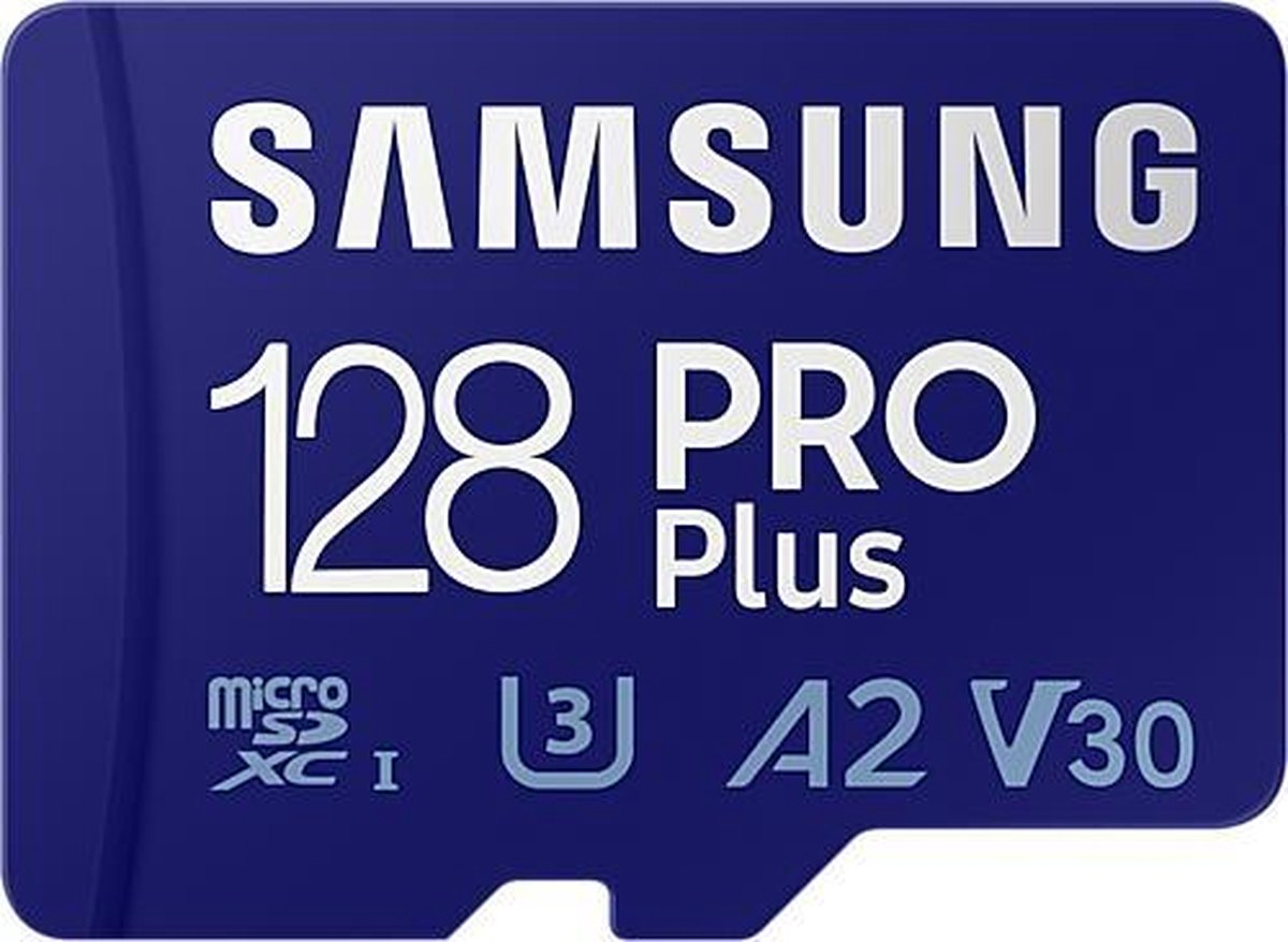 Samsung PRO Plus 128GB microSDXC UHS-I U3 160&120MB/s, FHD & 4K UHDMemoryCard with Adapter - Azul