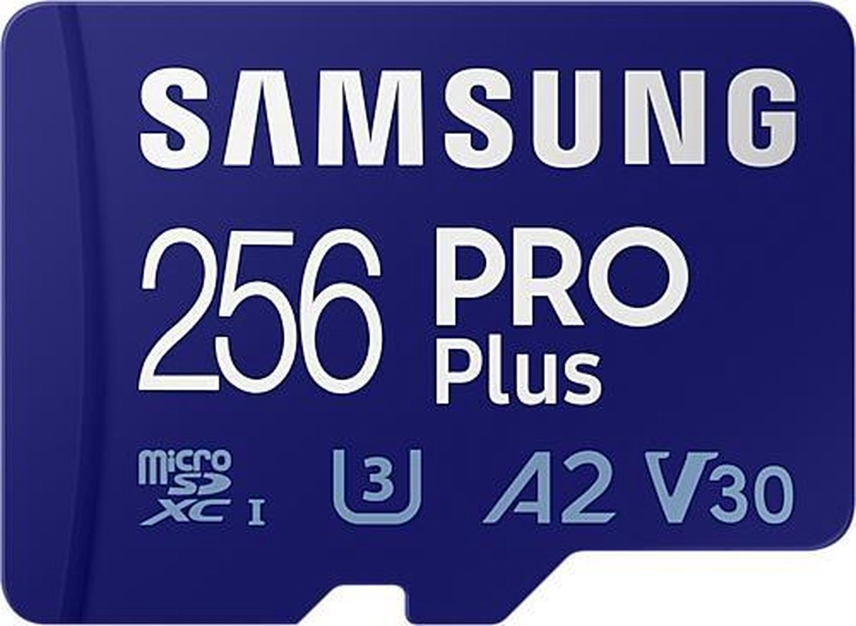Samsung PRO Plus 256GB microSDXC UHS-I U3 160&120MB/s, FHD & 4K UHDMemoryCard with Adapter - Azul