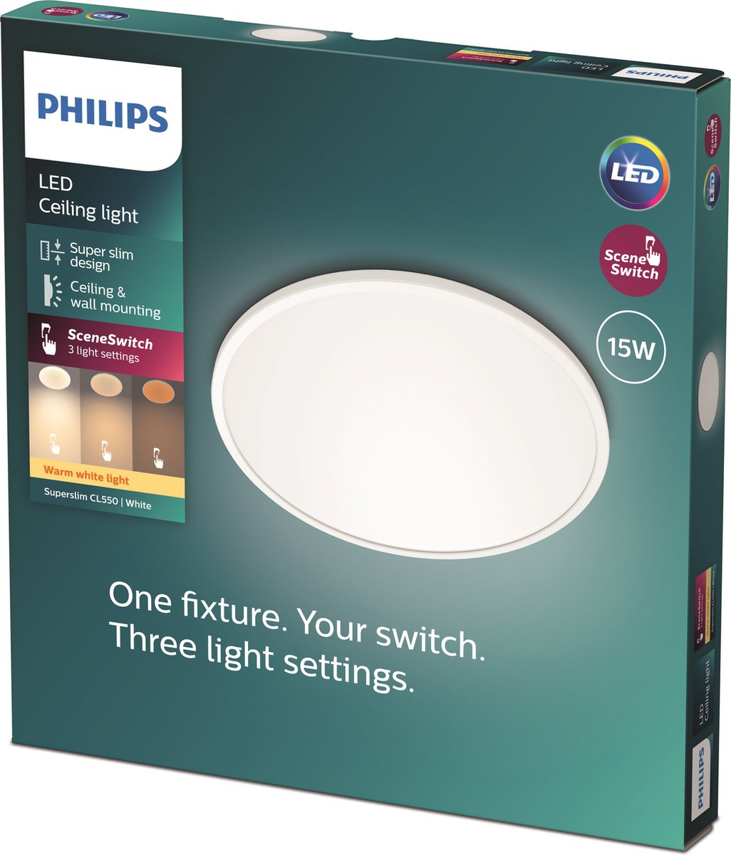 Philips Super Slim Plafondlamp - Wit