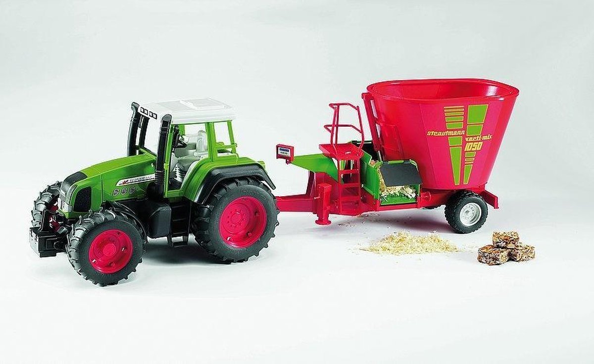 Bruder Tractor Aanhanger Voedermixmachine Strautmann Verti Mix 1050 - Rood