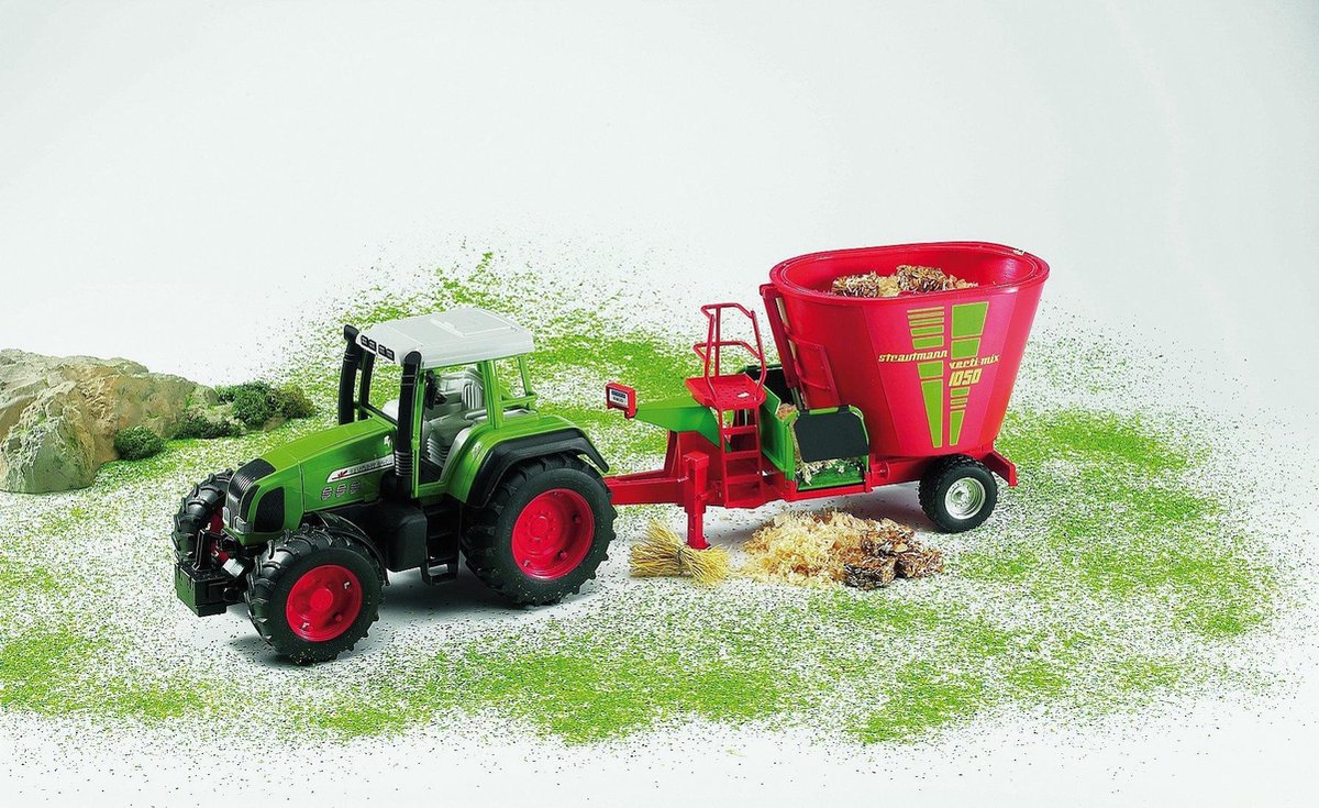 Bruder Tractor Aanhanger Voedermixmachine Strautmann Verti Mix 1050 - Rood