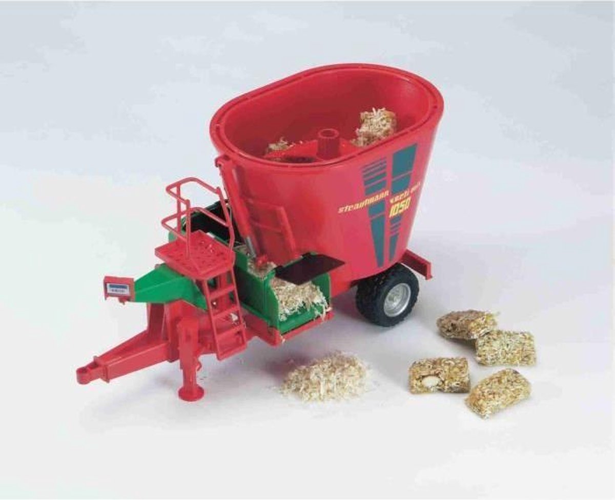 Bruder Tractor Aanhanger Voedermixmachine Strautmann Verti Mix 1050 - Rood