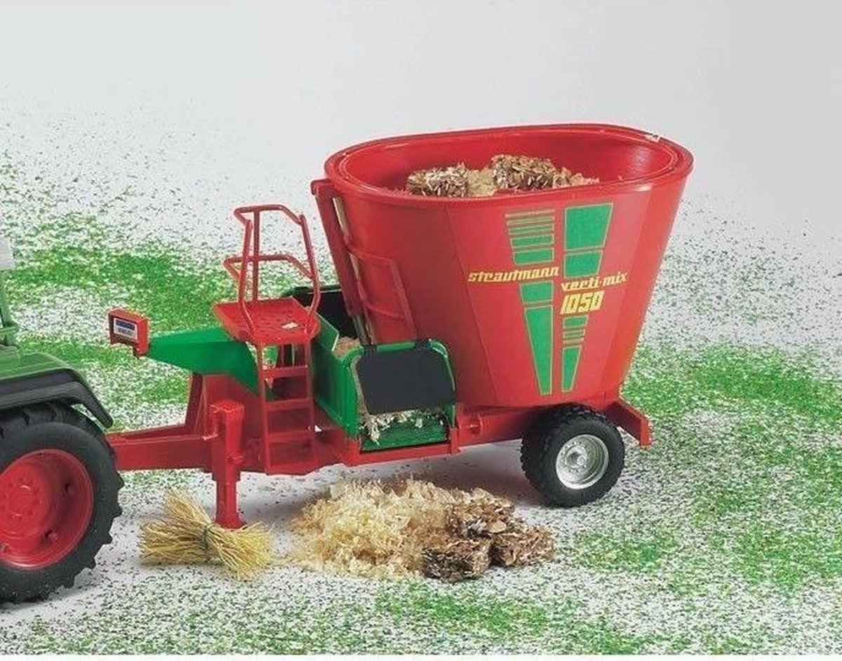 Bruder Tractor Aanhanger Voedermixmachine Strautmann Verti Mix 1050 - Rood