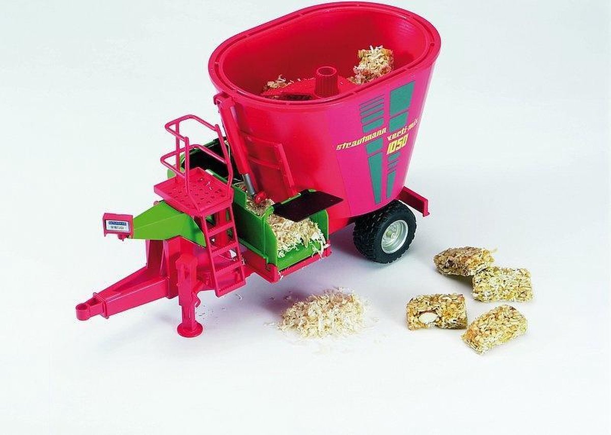 Bruder Tractor Aanhanger Voedermixmachine Strautmann Verti Mix 1050 - Rood
