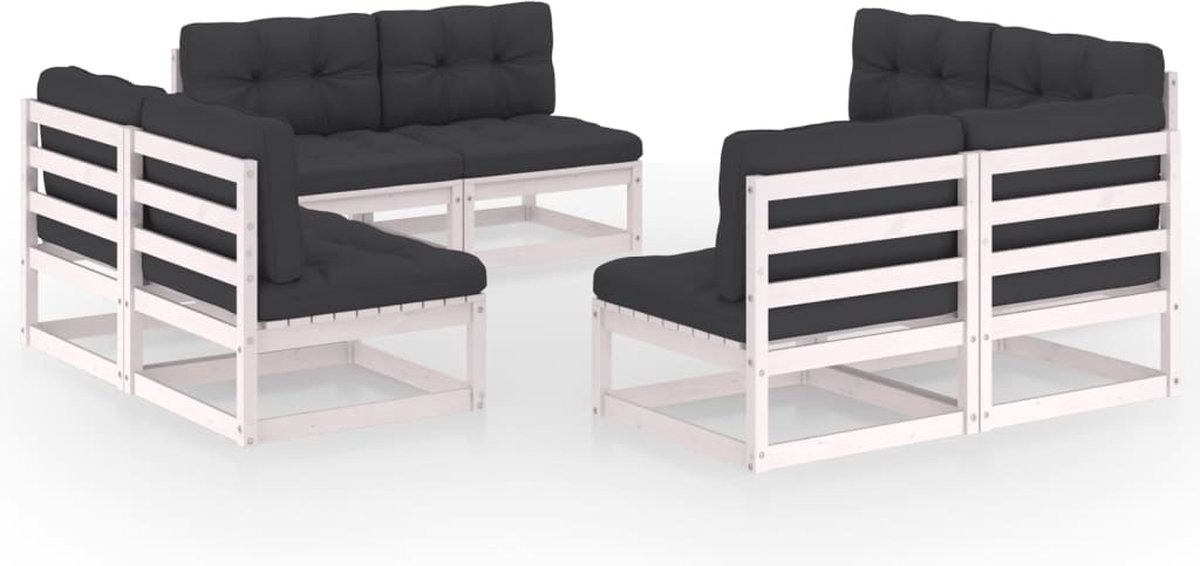 Vidaxl 8-delige Loungeset Met Kussens Massief Grenenhout
