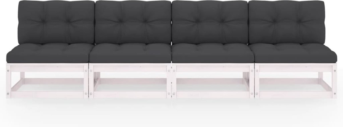 Vidaxl Tuinbank 4-zits Met Kussens Massief Grenenhout