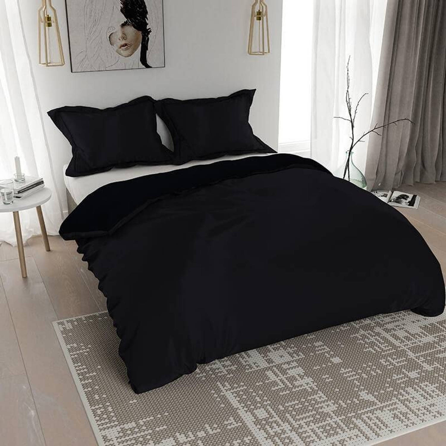 Nightlife Silk Dekbedovertrek Satin Uni Black-140x200/220 - Zwart