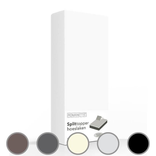 Romanette Split-topper Hoeslaken -160 X 200 Cm - Wit