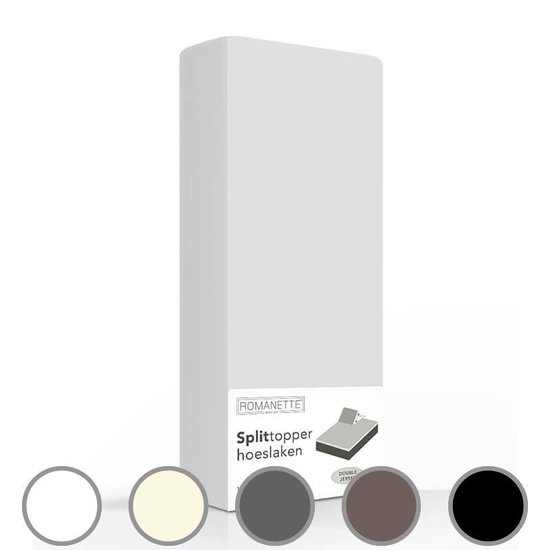Romanette Split-topper Hoeslaken -160 X 200 Cm - Wit