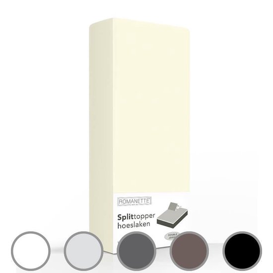 Romanette Split-topper Hoeslaken -160 X 200 Cm - Wit