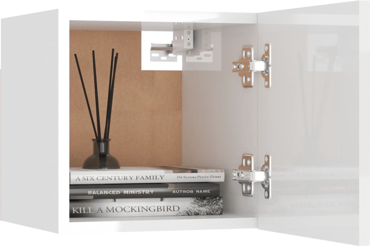 Vidaxl Nachtkastje 30,5x30x30 Cm Spaanplaat Hoogglans - Wit