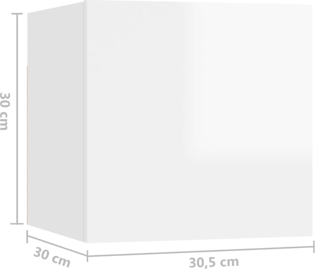 Vidaxl Nachtkastje 30,5x30x30 Cm Spaanplaat Hoogglans - Wit