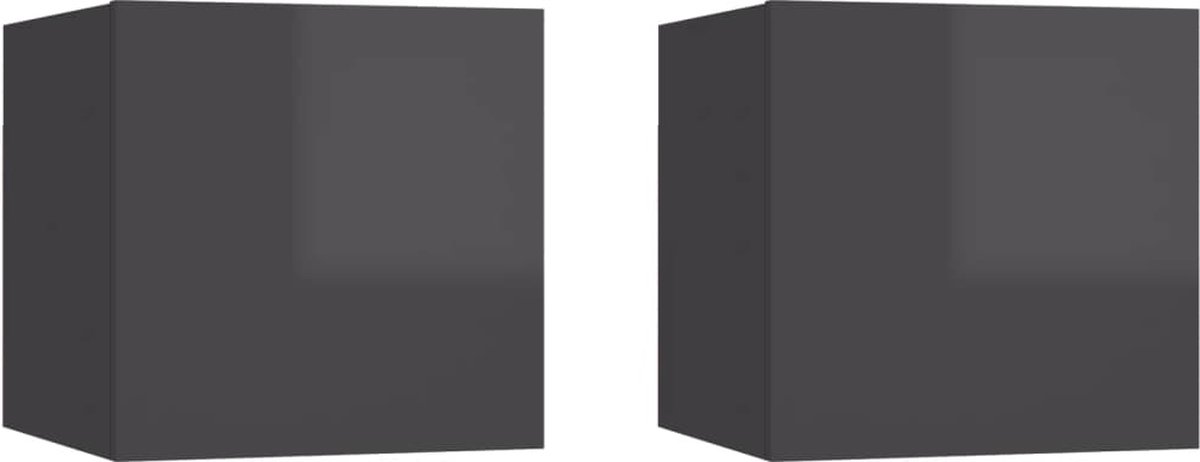 Vidaxl Nachtkastjes 2 St 30,5x30x30 Cm Spaanplaat Hoogglans - Gris