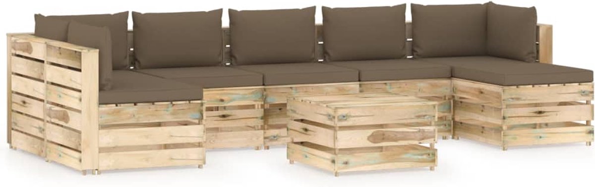 Vidaxl 8-delige Loungeset Met Kussens Geïmpregneerd Hout - Bruin