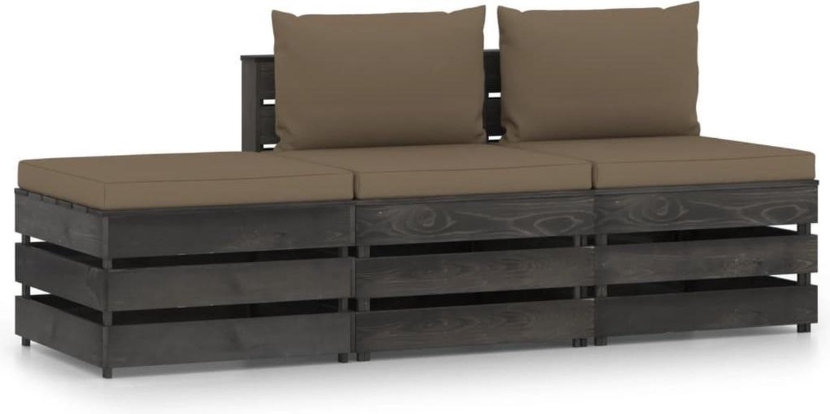 Vidaxl 3-delige Loungeset Met Kussens Geïmpregneerd Hout - Bruin