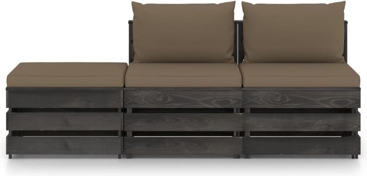 Vidaxl 3-delige Loungeset Met Kussens Geïmpregneerd Hout - Bruin