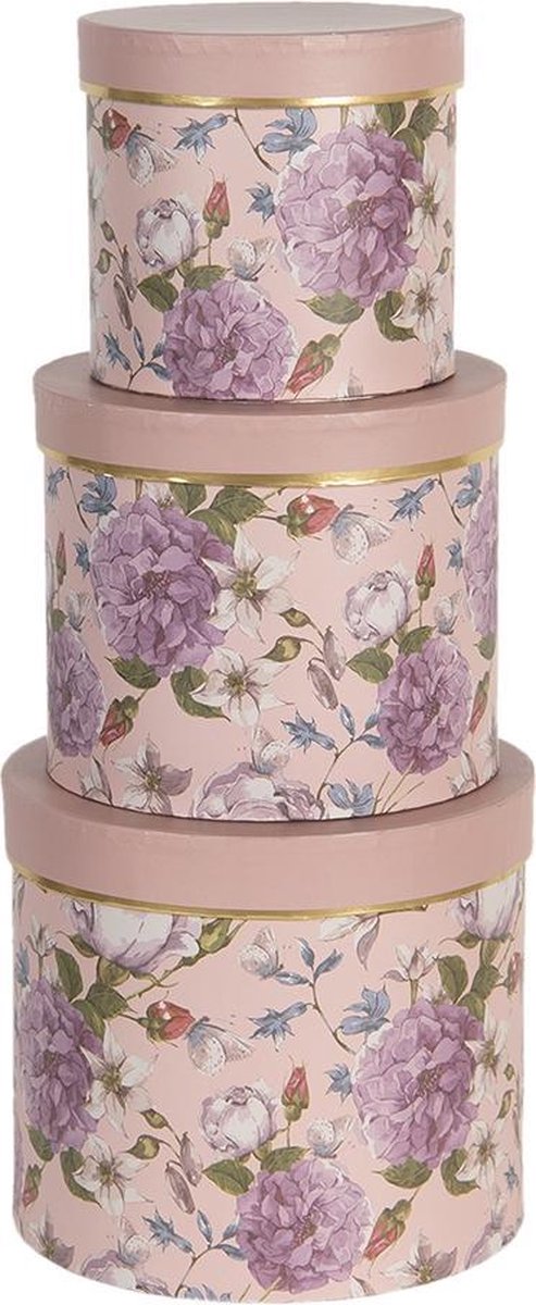 Clayre & Eef Hoedendoos (3) Ø 20x17/ø 17x15/ø 14x13cm - Roze
