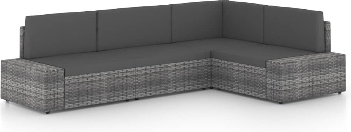 Vidaxl 4-delige Loungeset Met Kussens Poly Rattan - Grijs