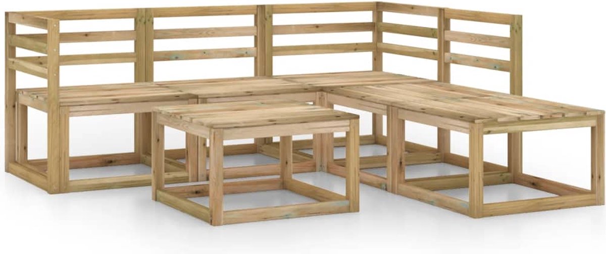 Vidaxl 6-delige Loungeset Geïmpregneerd Grenenhout - Bruin