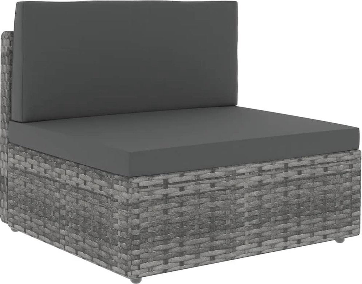 Vidaxl 6-delige Loungeset Met Kussens Poly Rattan - Grijs