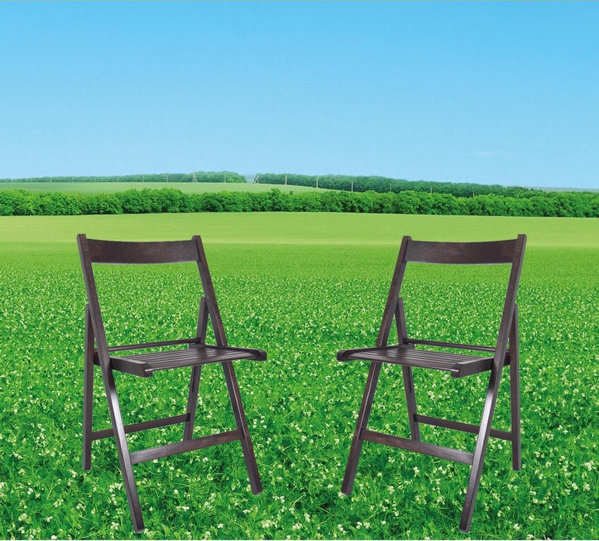 Set Van 2x Stukse Houten Bijzet Klapstoelen Voor Bruiloft Of Feest - Voor Binnen En Buiten - Zwart