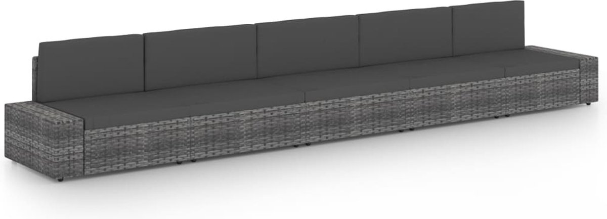 Vidaxl 5-delige Loungeset Met Kussens Poly Rattan - Grijs