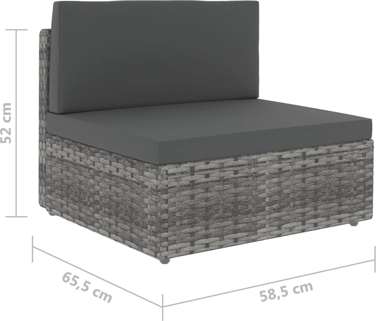 Vidaxl 8-delige Loungeset Met Kussens Poly Rattan - Grijs
