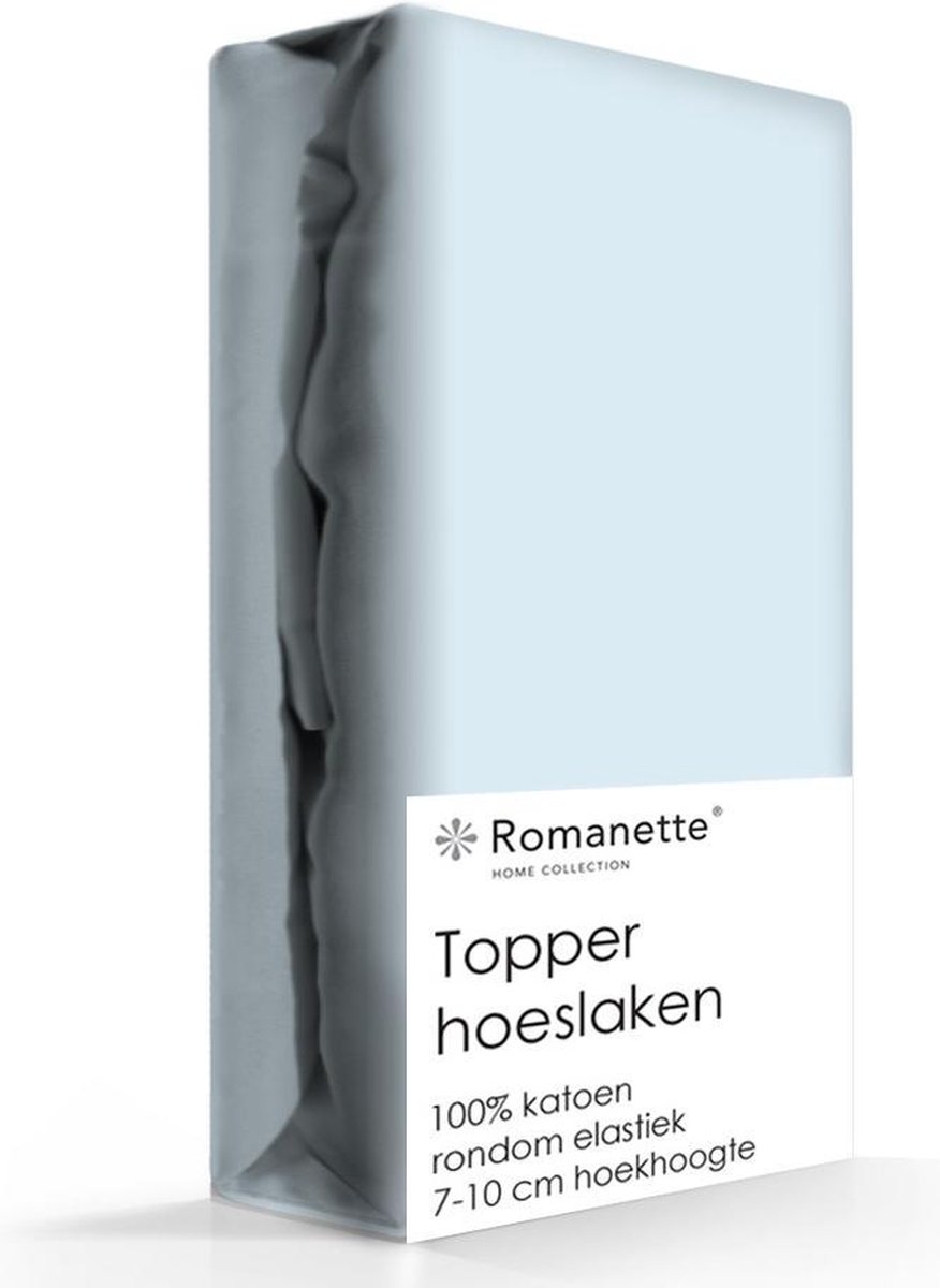 Romanette Topper Hoeslaken Katoen -180 X 200 Cm - Blauw