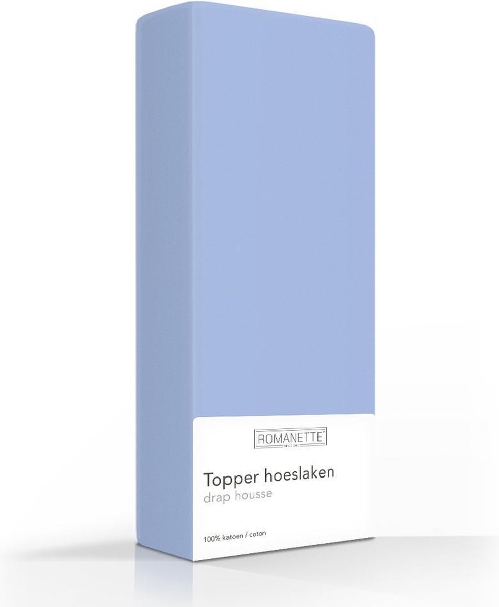 Romanette Topper Hoeslaken Katoen -180 X 200 Cm - Blauw