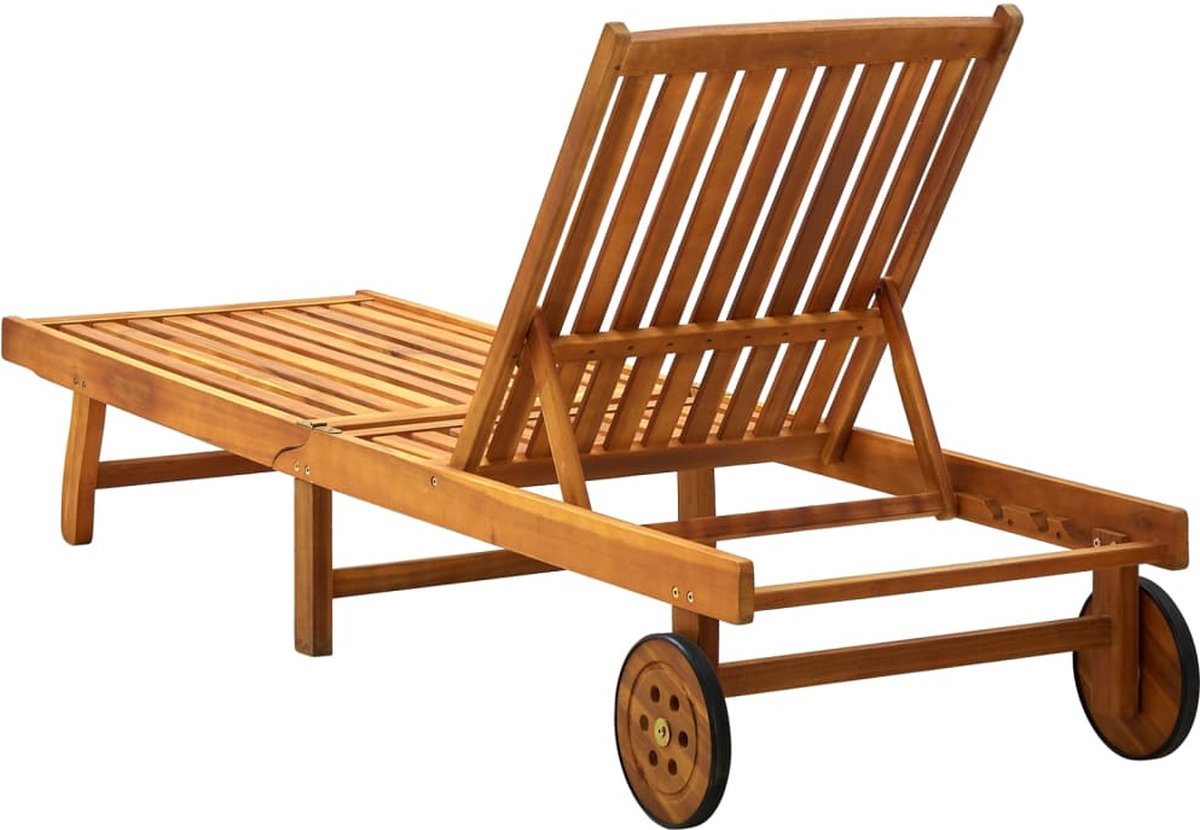 Vidaxl Ligbed Met Kussen Massief Acaciahout - Groen