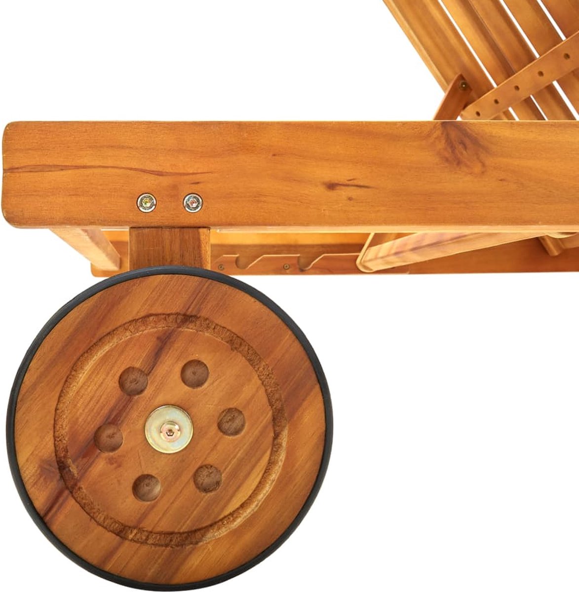 Vidaxl Ligbed Met Kussen Massief Acaciahout - Groen