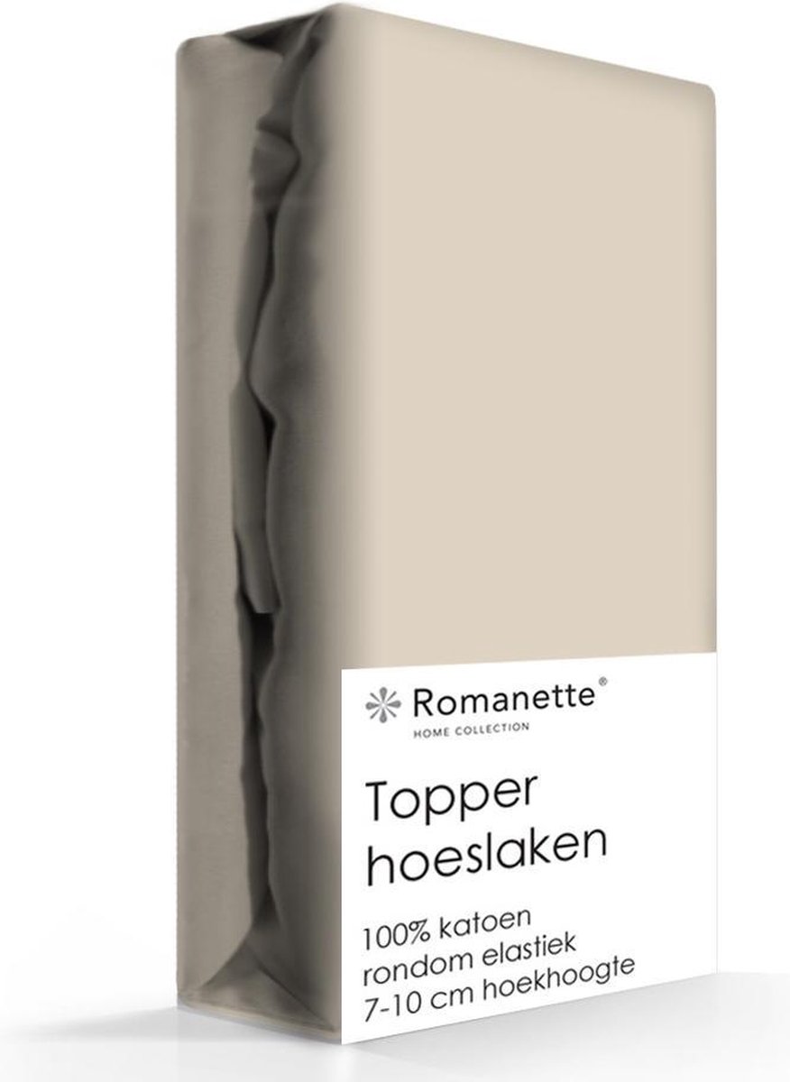 Romanette Topper Hoeslaken Katoen Camel-180 X 200 Cm - Beige