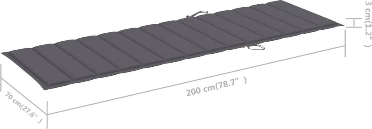 Vidaxl Ligbed Met Antracietkleurig Kussen Geïmpregneerd Grenenhout - Grijs