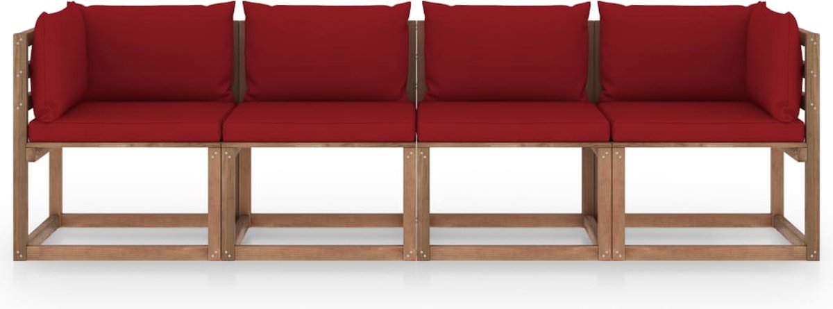 Vidaxl Tuinbank 4-zits Pallet Met Kussens Geïmpregneerd Grenenhout - Bruin