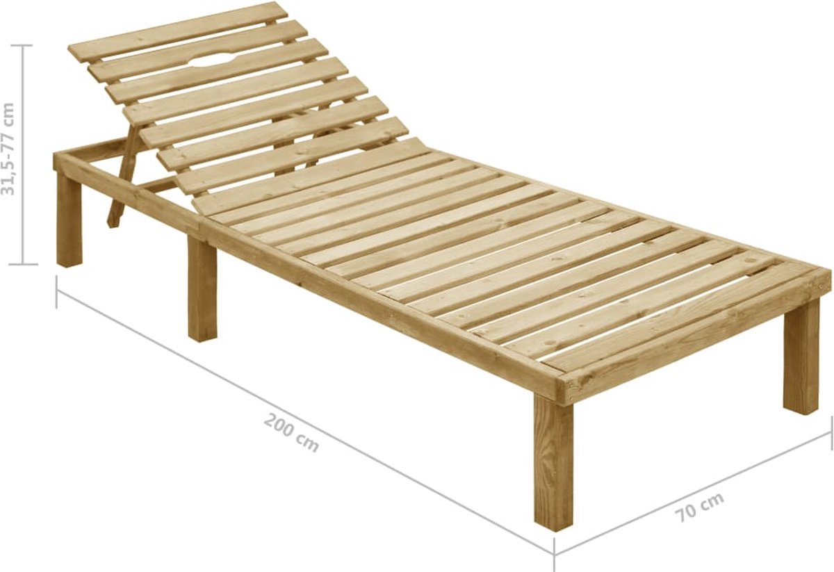 Vidaxl Ligbed Met Wijn Kussen Geïmpregneerd Grenenhout - Rood