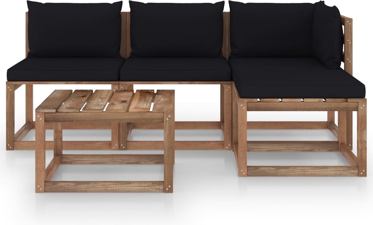 Vidaxl 5-delige Loungeset Pallet Met Kussens Geïmpregneerd Grenenhout - Bruin