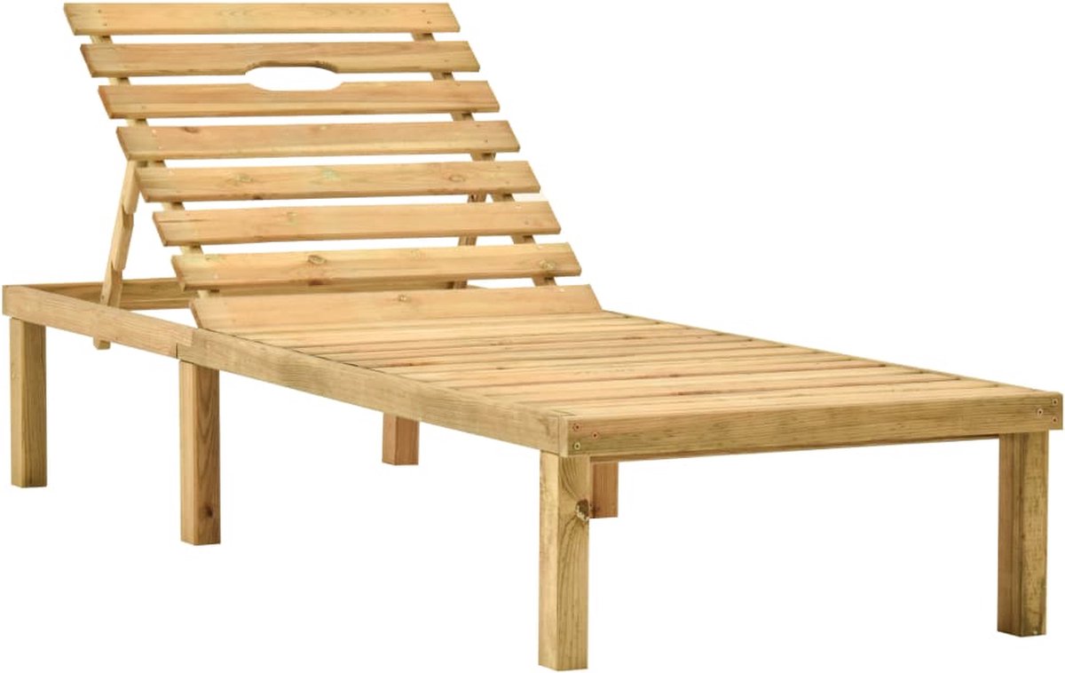 Vidaxl Ligbed Met Tafeltje En Kussen Geïmpregneerd Grenenhout - Groen