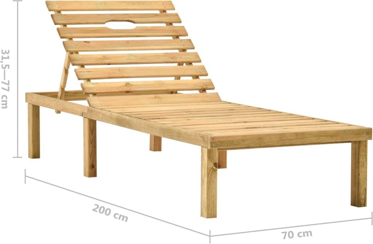 Vidaxl Ligbed Met Tafeltje En Kussen Geïmpregneerd Grenenhout - Groen