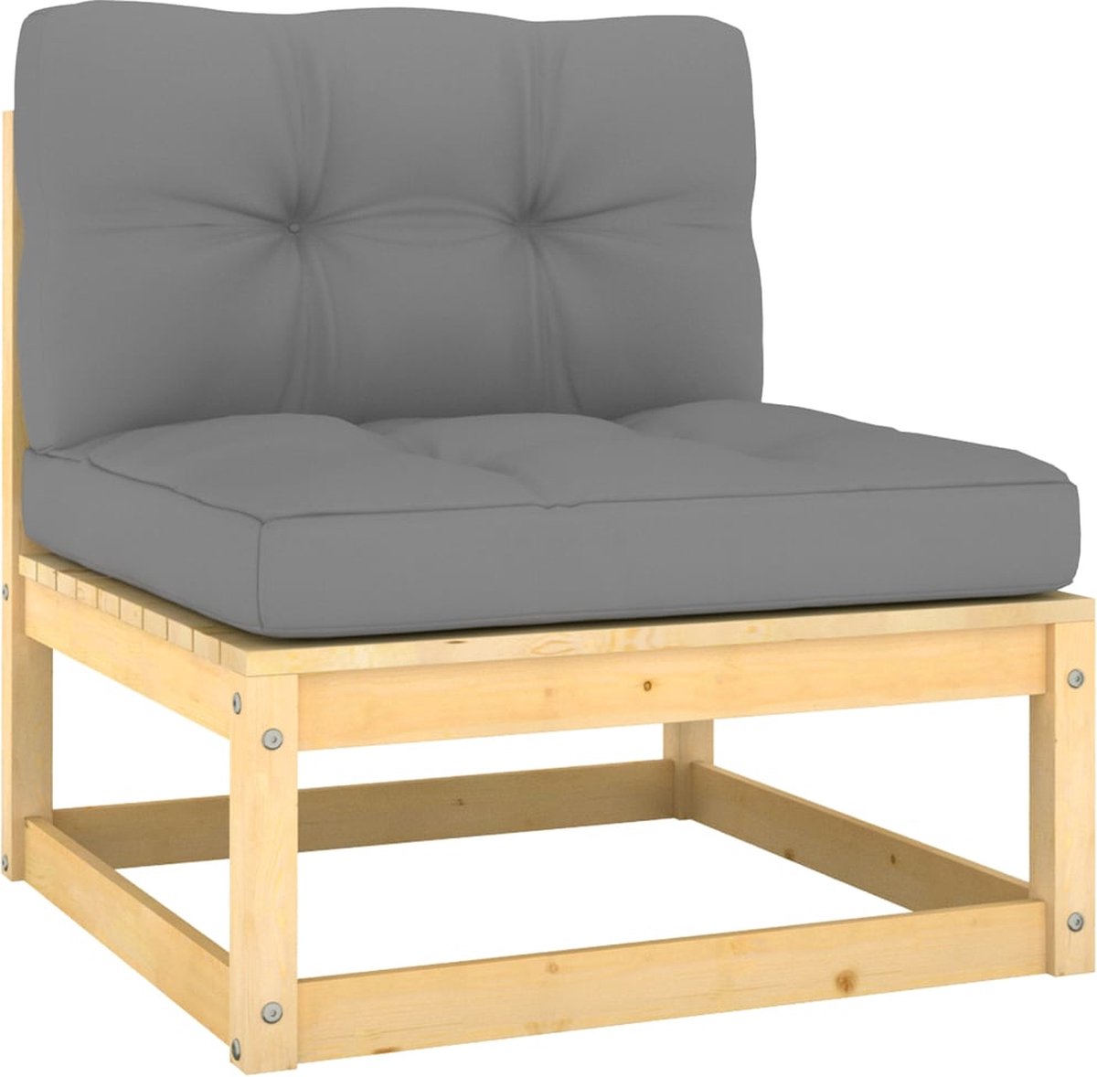Vidaxl 5-delige Loungeset Met Kussens Massief Grenenhout - Grijs