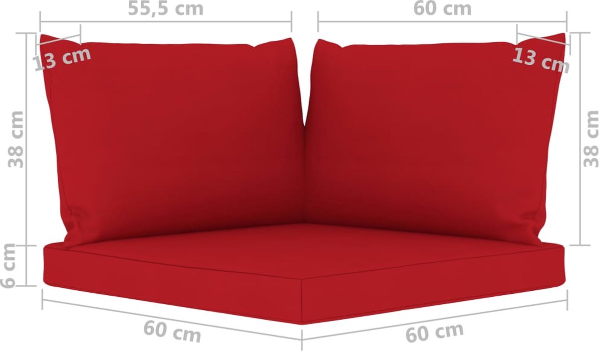 Vidaxl 6-delige Loungeset Met Rode Kussens - Rood