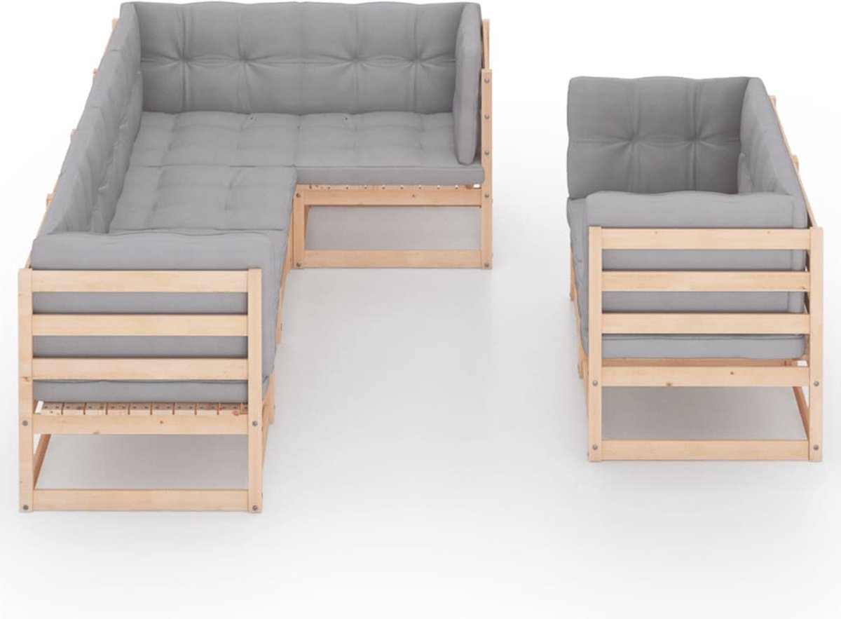 Vidaxl 7-delige Loungeset Met Kussens Massief Grenenhout - Grijs